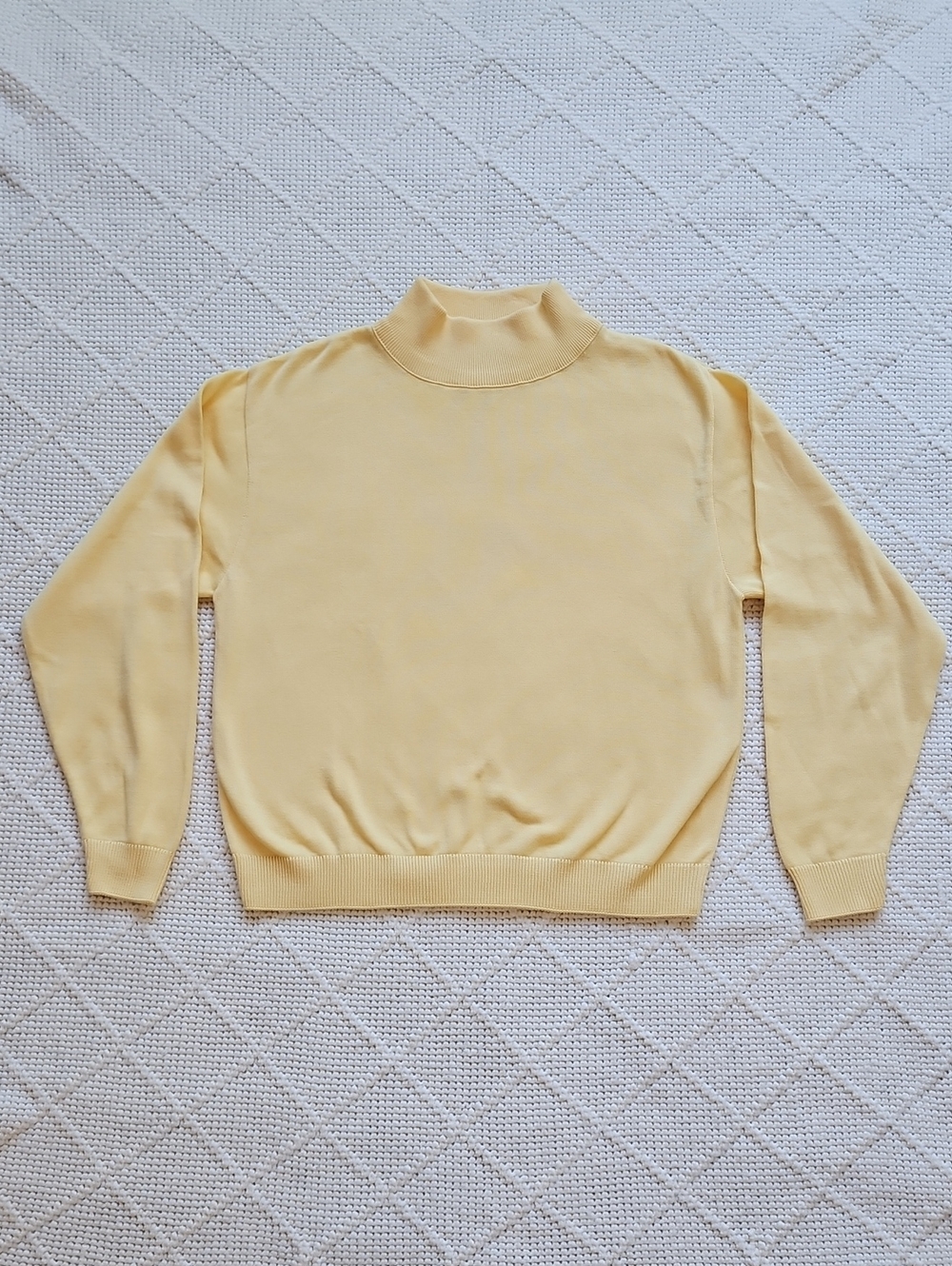 Pendleton Women's Lightweight Mock Neck Sweater 100% Cotton Butter Yellow